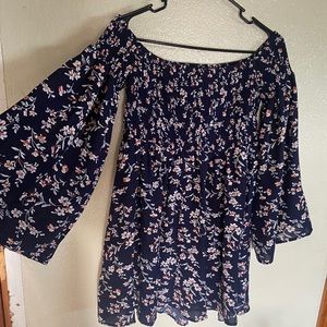 Off the shoulder blue dress